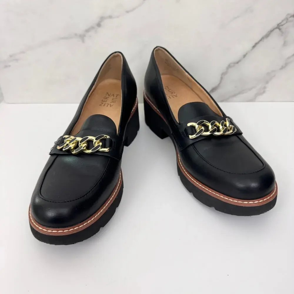 Naturalizer Womens Desi Loafer Shoe Size 9.5 Cushioned Leather Lug Black